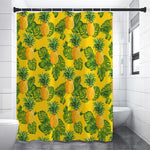 Yellow Tropical Pineapple Pattern Print Shower Curtain