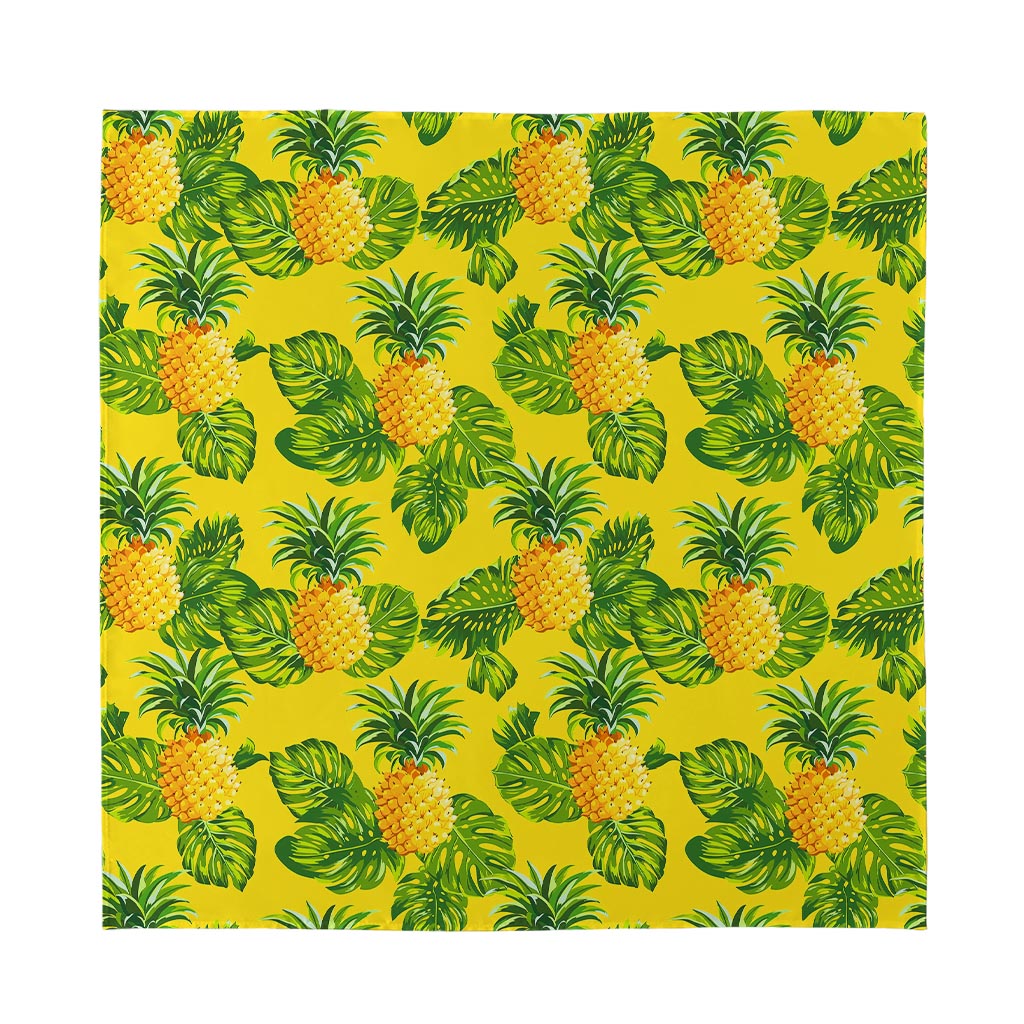 Yellow Tropical Pineapple Pattern Print Silk Bandana