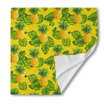 Yellow Tropical Pineapple Pattern Print Silk Bandana