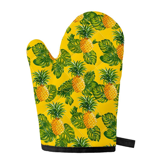 Yellow Tropical Pineapple Pattern Print Single Oven Mitt