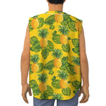 Yellow Tropical Pineapple Pattern Print Sleeveless Baseball Jersey
