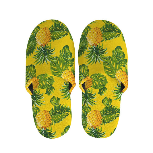 Yellow Tropical Pineapple Pattern Print Slippers