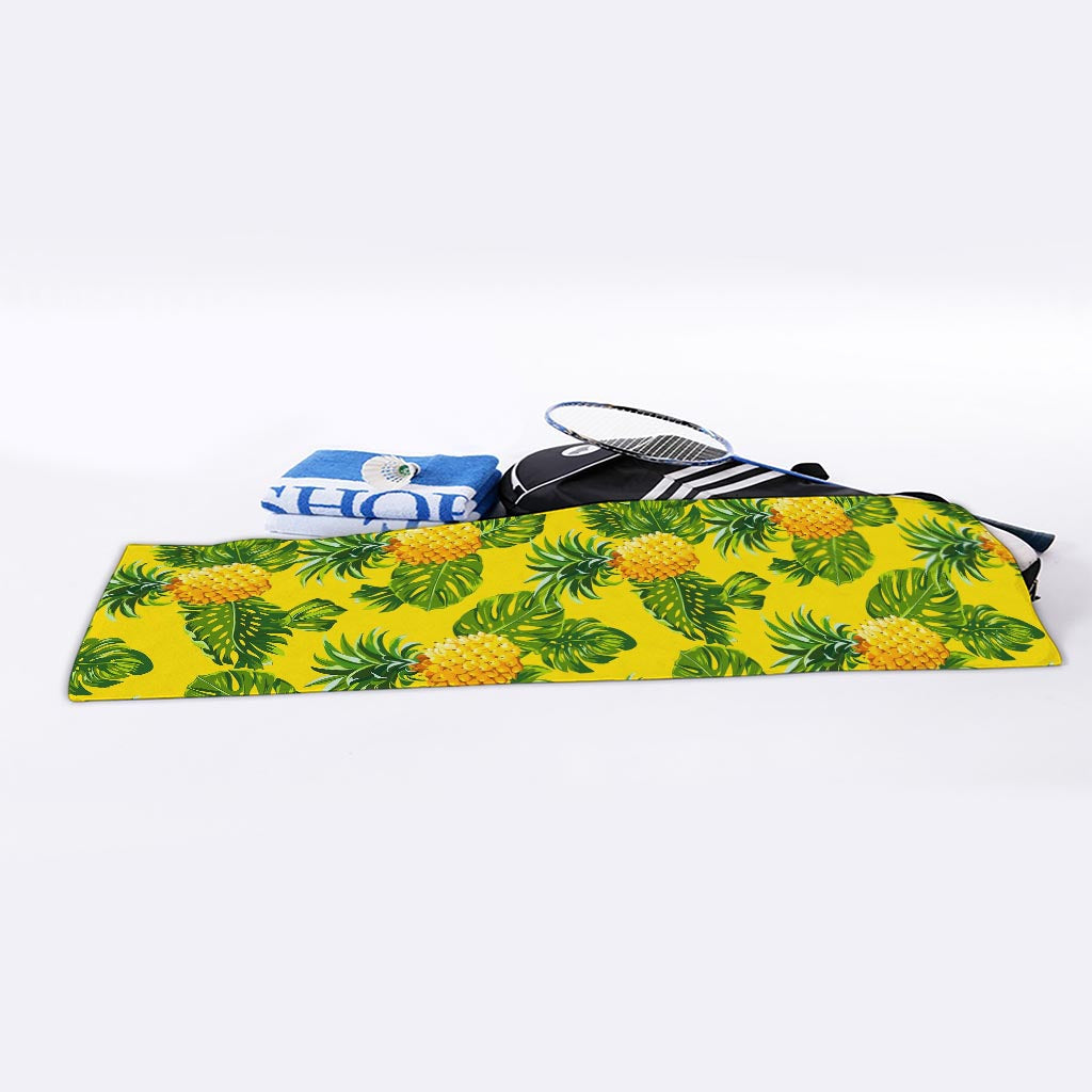 Yellow Tropical Pineapple Pattern Print Sports Towel