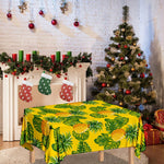 Yellow Tropical Pineapple Pattern Print Tablecloth