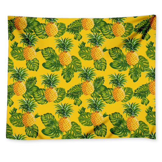 Yellow Tropical Pineapple Pattern Print Tapestry