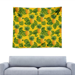 Yellow Tropical Pineapple Pattern Print Tapestry