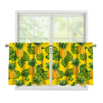 Yellow Tropical Pineapple Pattern Print Tier Curtains