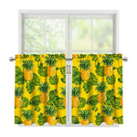 Yellow Tropical Pineapple Pattern Print Tier Curtains