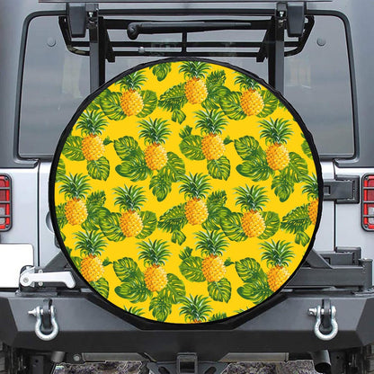 Yellow Tropical Pineapple Pattern Print Tire Cover