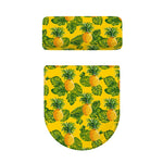 Yellow Tropical Pineapple Pattern Print Toilet Lid And Tank Cover Set
