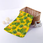Yellow Tropical Pineapple Pattern Print Towel