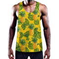 Yellow Tropical Pineapple Pattern Print Men's Workout Tank Top