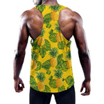 Yellow Tropical Pineapple Pattern Print Training Tank Top
