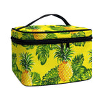 Yellow Tropical Pineapple Pattern Print Travel Makeup Bag