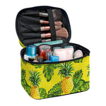 Yellow Tropical Pineapple Pattern Print Travel Makeup Bag