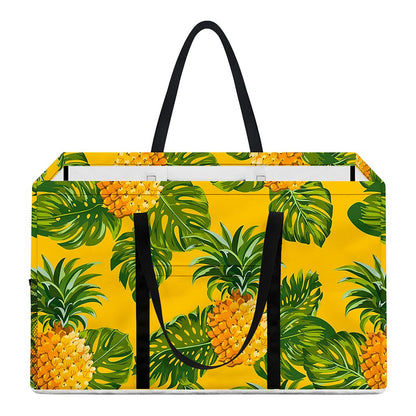 Yellow Tropical Pineapple Pattern Print Utility Tote Bag