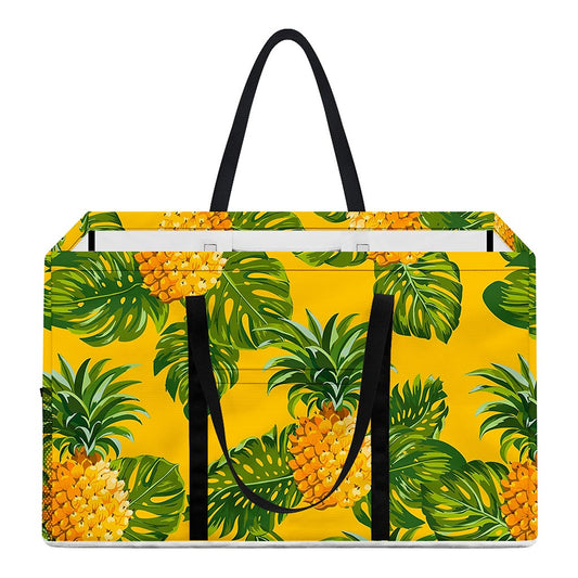 Yellow Tropical Pineapple Pattern Print Utility Tote Bag