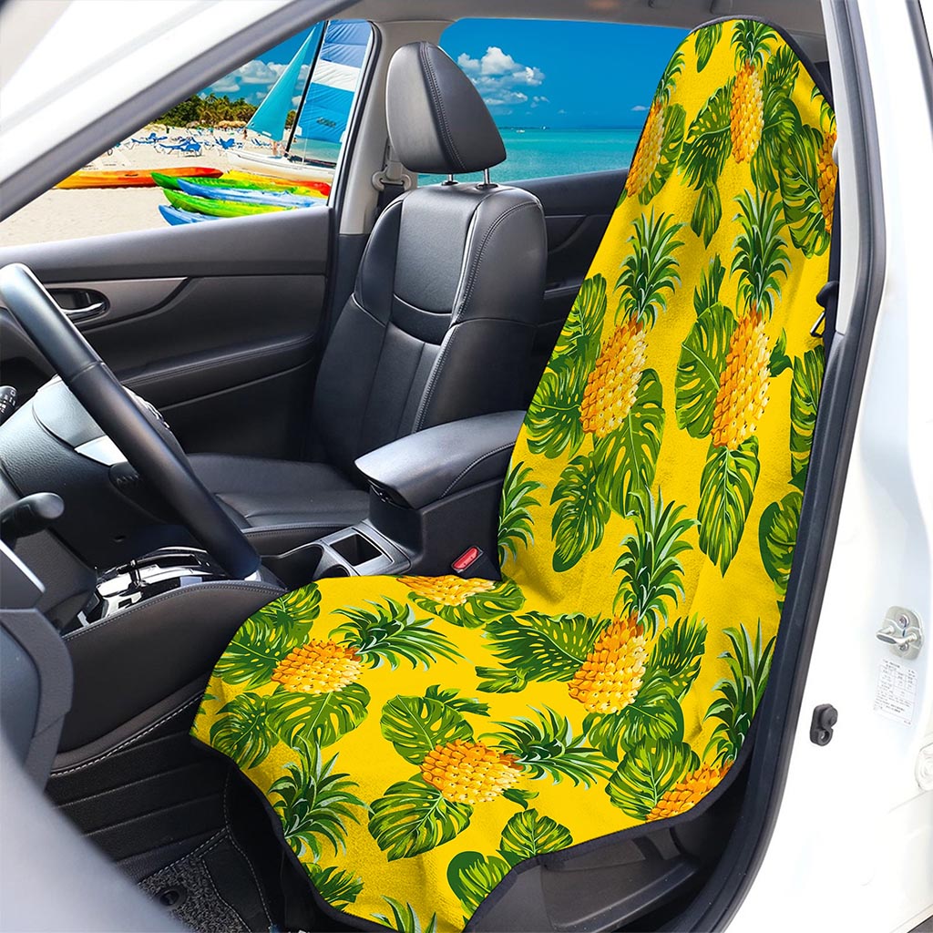 Yellow Tropical Pineapple Pattern Print Waterproof Car Seat Cover