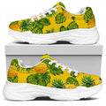 Yellow Tropical Pineapple Pattern Print White Chunky Shoes