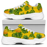 Yellow Tropical Pineapple Pattern Print White Chunky Shoes