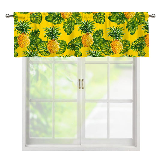 Yellow Tropical Pineapple Pattern Print Window Valance