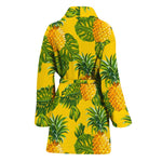 Yellow Tropical Pineapple Pattern Print Women's Bathrobe