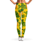Yellow Tropical Pineapple Pattern Print Women's Leggings