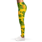 Yellow Tropical Pineapple Pattern Print Women's Leggings