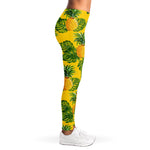 Yellow Tropical Pineapple Pattern Print Women's Leggings
