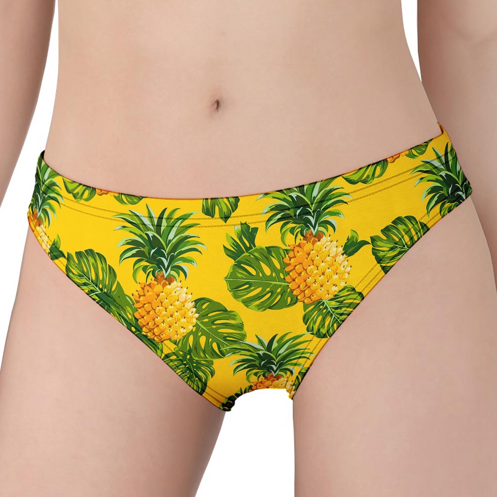 Yellow Tropical Pineapple Pattern Print Women's Panties