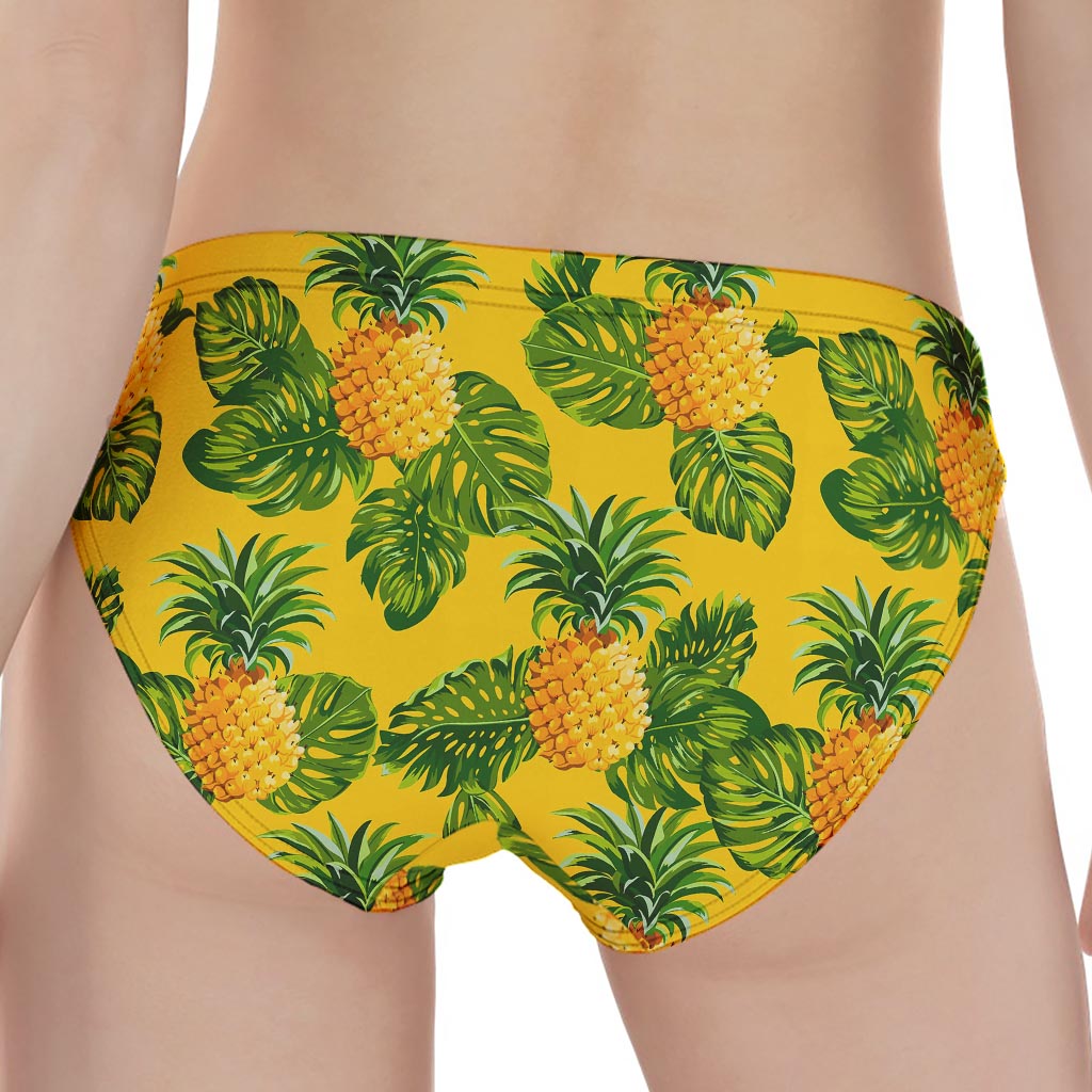 Yellow Tropical Pineapple Pattern Print Women's Panties