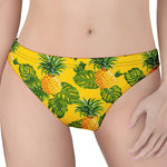 Yellow Tropical Pineapple Pattern Print Women's Thong