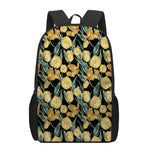 Yellow Tulip Floral Pattern Print 17 Inch Backpack