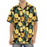 Yellow Tulip Floral Pattern Print Aloha Shirt