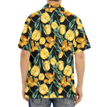 Yellow Tulip Floral Pattern Print Aloha Shirt
