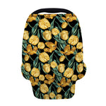 Yellow Tulip Floral Pattern Print Baby Seat Cover