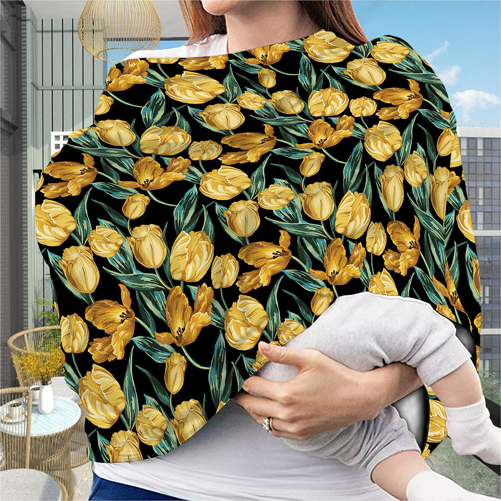 Yellow Tulip Floral Pattern Print Baby Seat Cover