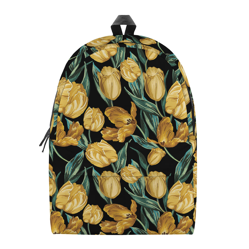 Yellow Tulip Floral Pattern Print Backpack