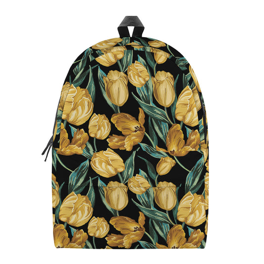 Yellow Tulip Floral Pattern Print Backpack