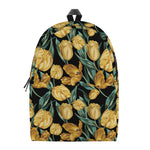 Yellow Tulip Floral Pattern Print Backpack