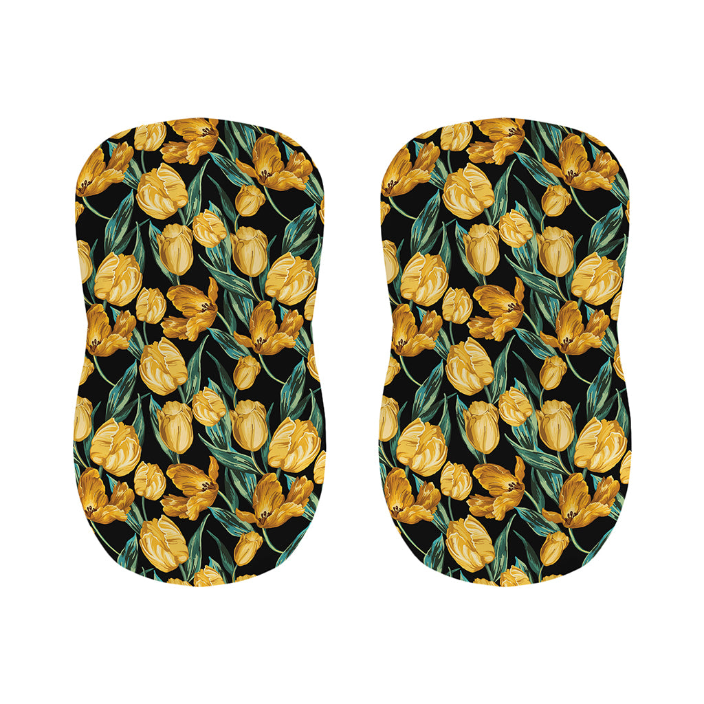 Yellow Tulip Floral Pattern Print Bar Stool Covers