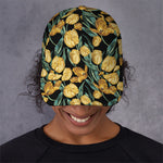 Yellow Tulip Floral Pattern Print Baseball Cap