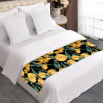 Yellow Tulip Floral Pattern Print Bed Runner
