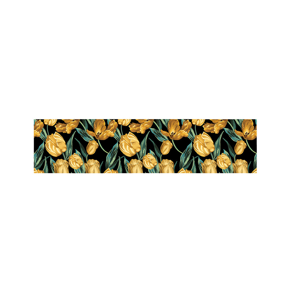 Yellow Tulip Floral Pattern Print Bed Runner