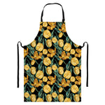 Yellow Tulip Floral Pattern Print Bib Apron With Pocket