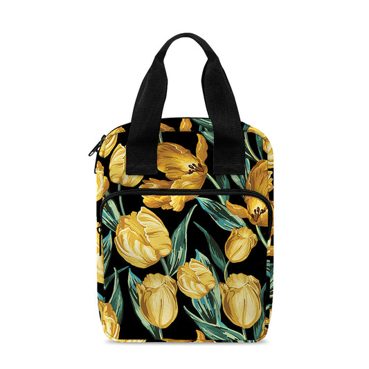 Yellow Tulip Floral Pattern Print Bible Tote Bag