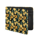 Yellow Tulip Floral Pattern Print Bifold Wallet