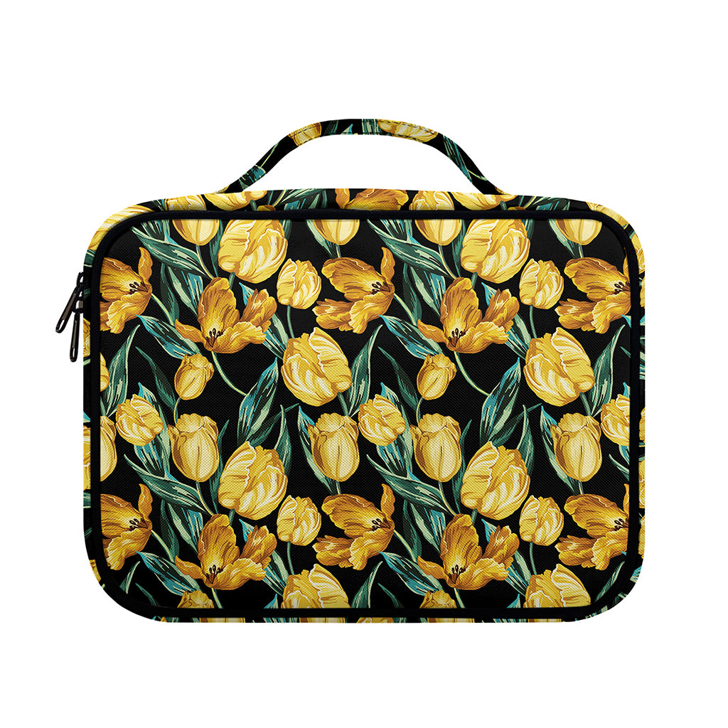 Yellow Tulip Floral Pattern Print Briefcase Bible Bag