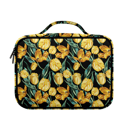 Yellow Tulip Floral Pattern Print Briefcase Bible Bag