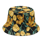 Yellow Tulip Floral Pattern Print Bucket Hat
